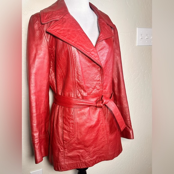 LA VAY LIMITED BURGANDY RED LEATHER JACKET size Small made in San Diego CA - Picture 4 of 16